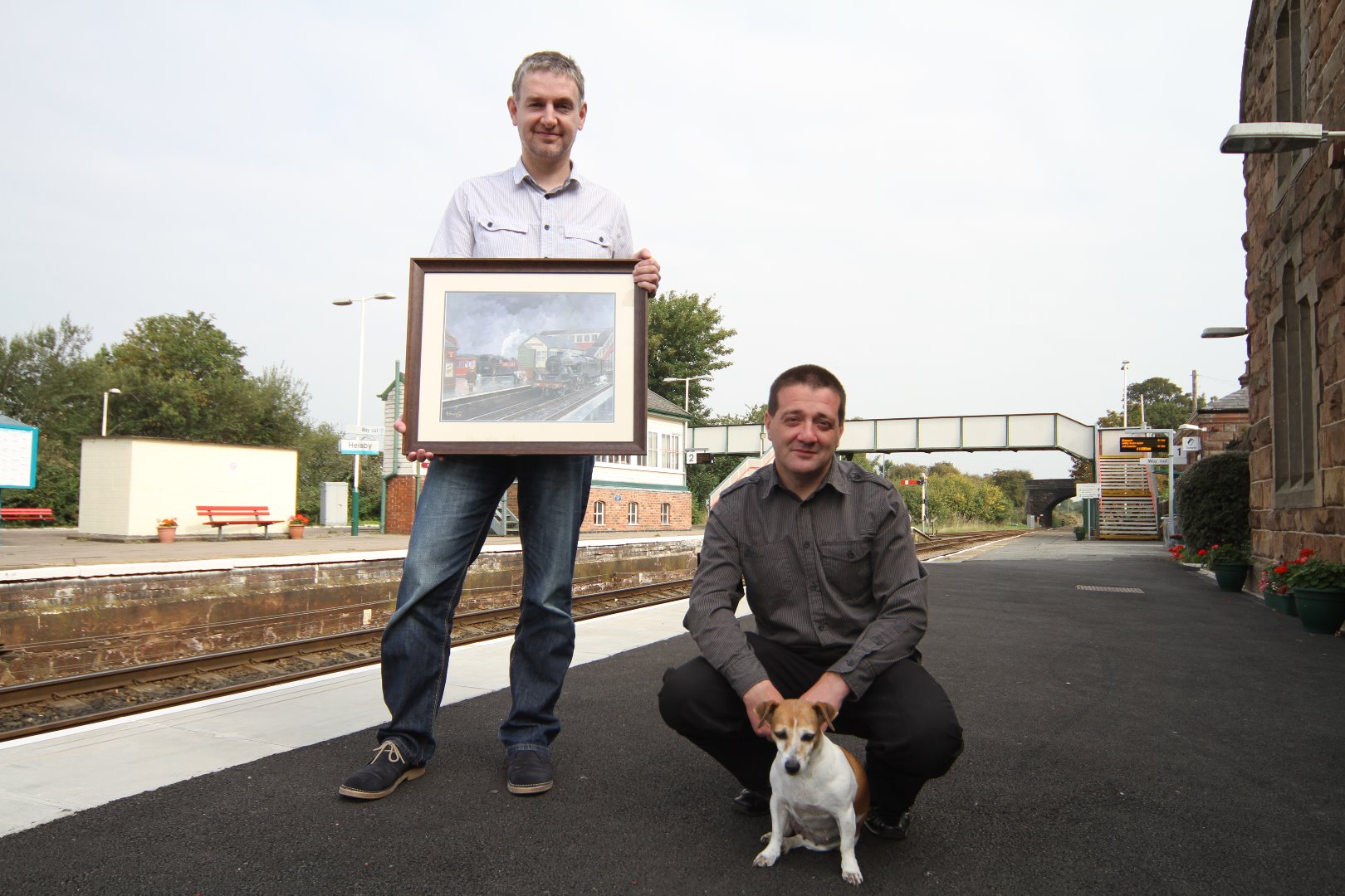 Nick Harling, Ian Whitley  and Pip at Helsby Station